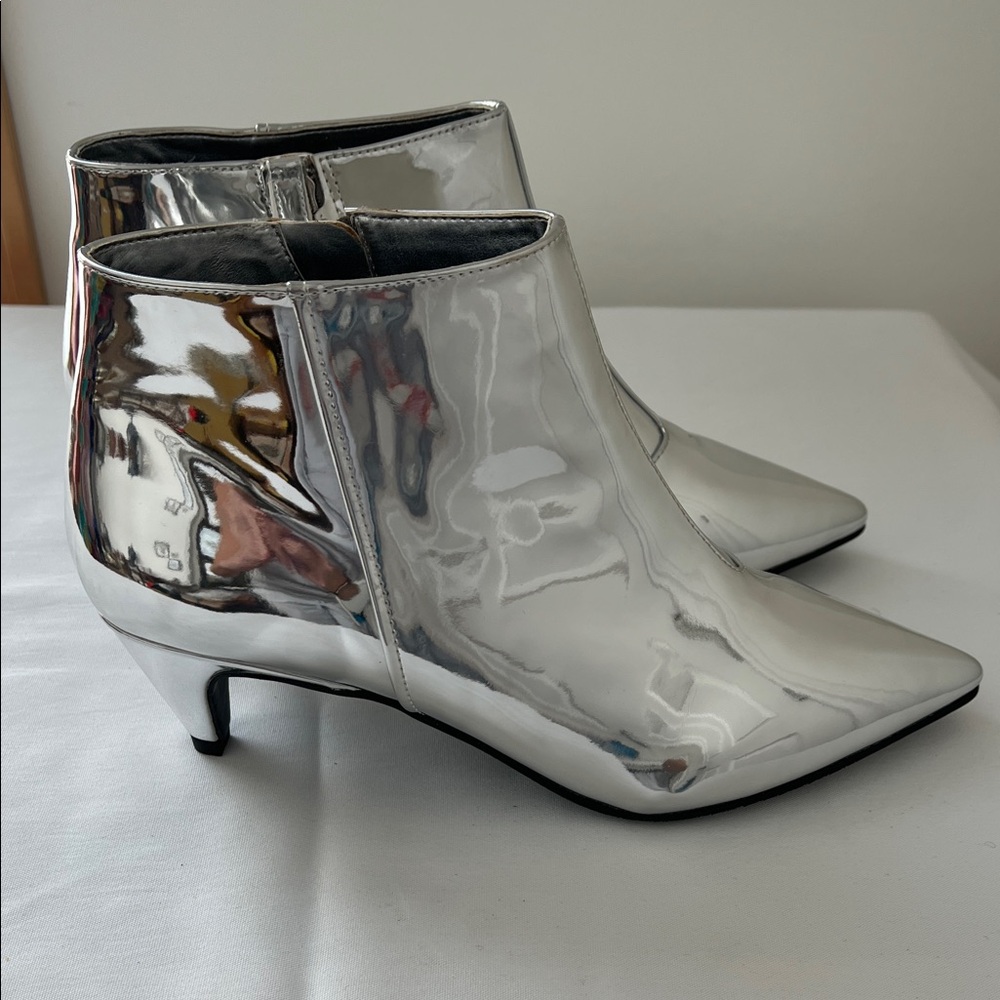 BP Shiny Silver Ankle Booties